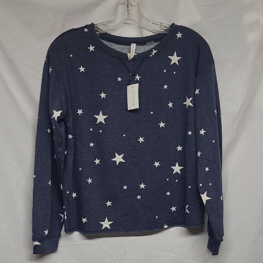 Mia & Tess Women's Navy Star Print Top